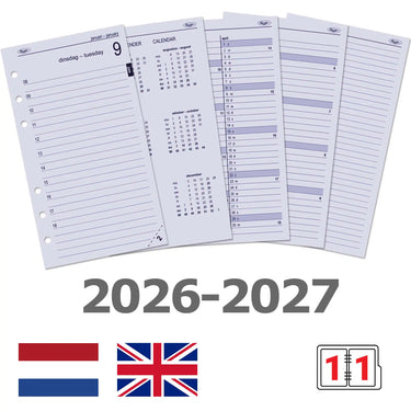 6211-26-27 170 x 95 mm Personal Le planificateur insère quotidiennement NL en 2026 2027